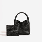 Woven PU Leather Crossbody Tote Bag
