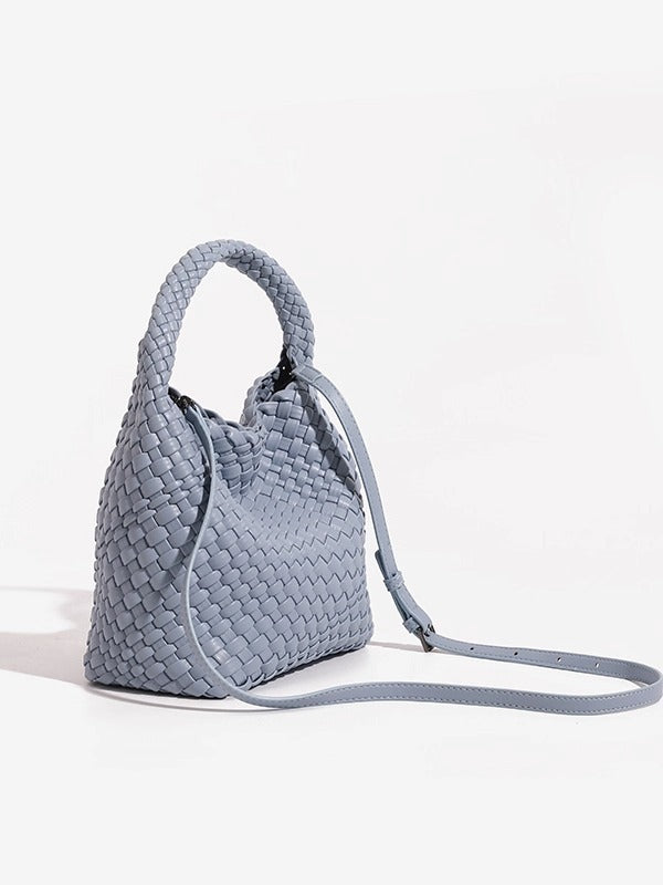Woven PU Leather Crossbody Tote Bag