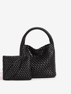 Woven PU Leather Crossbody Tote Bag