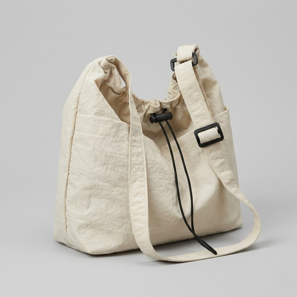 Bolso de Hombro Saco de Nylon Ligero Grande Minimalista Mujer