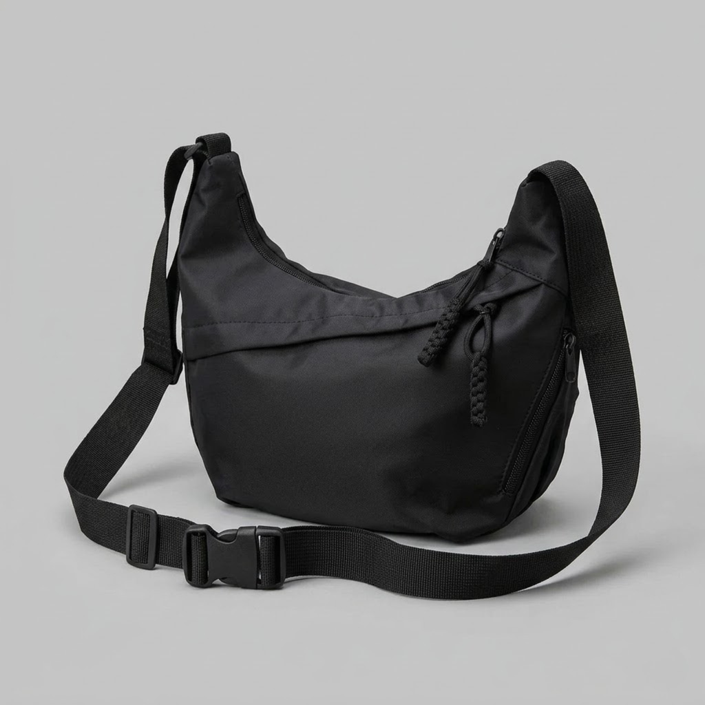 Bolso Mini de Nylon con Bandolera Media Luna para Gym y Diario