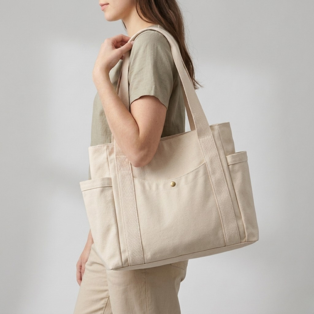 Bolso Shopper Tote de Lona Grande para Trabajo, Oficina y Diario