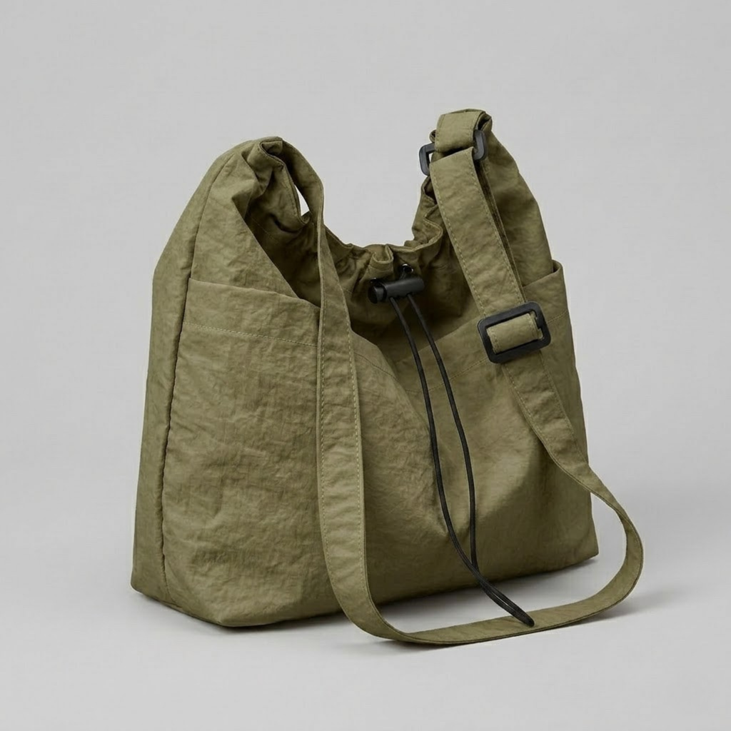 Bolso de Hombro Saco de Nylon Ligero Grande Minimalista Mujer
