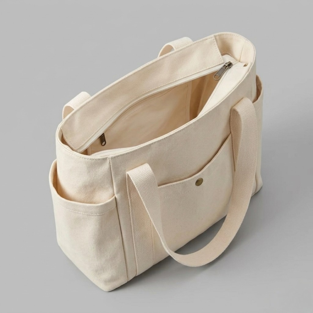 Bolso Shopper Tote de Lona Grande para Trabajo, Oficina y Diario