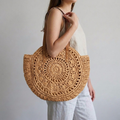 Bolso de Playa Capazo Redondo de Rafia Trenzada Circular Grande