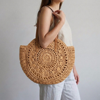 Bolso de Playa Capazo Redondo de Rafia Trenzada Circular Grande
