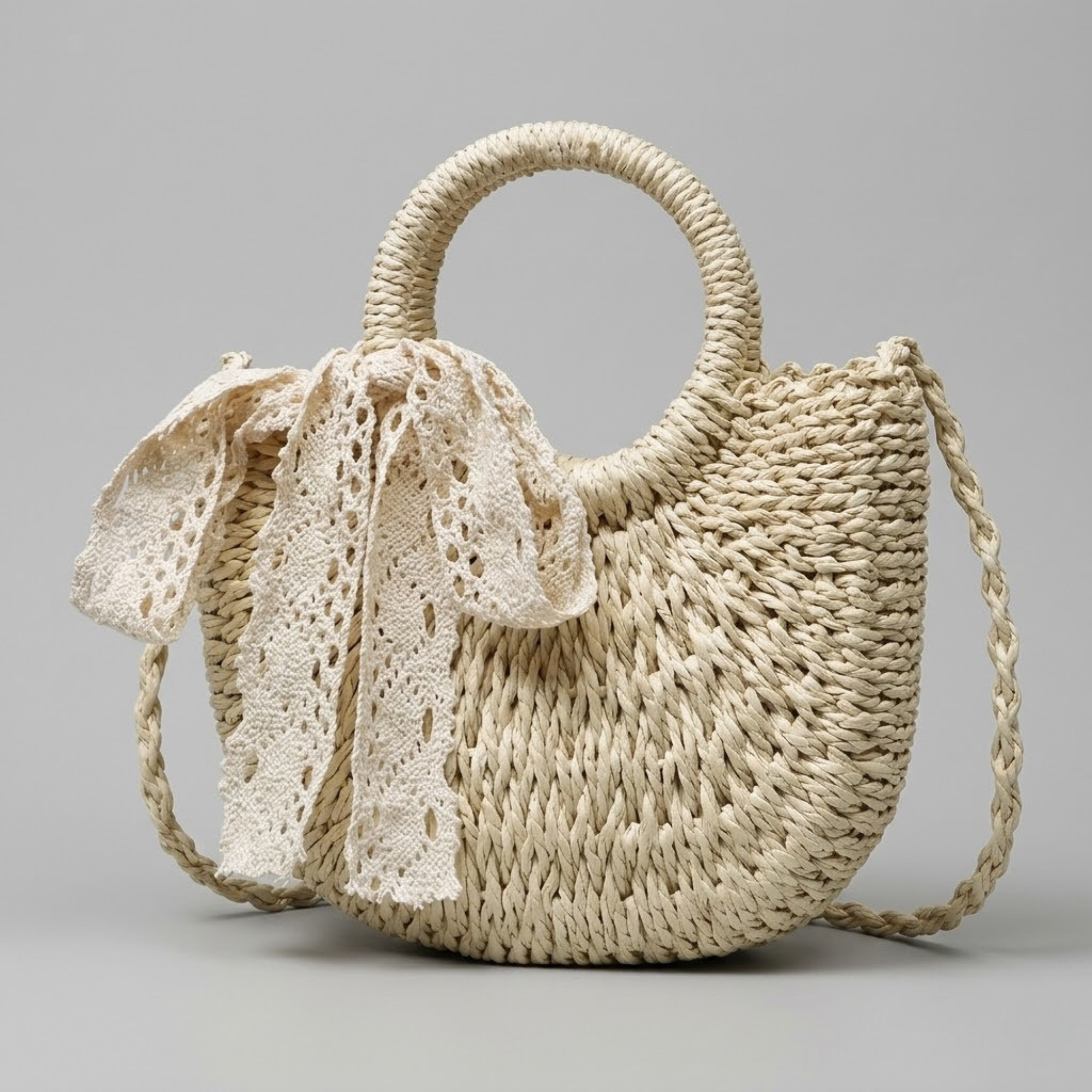 Bolso Media Luna de Rafia