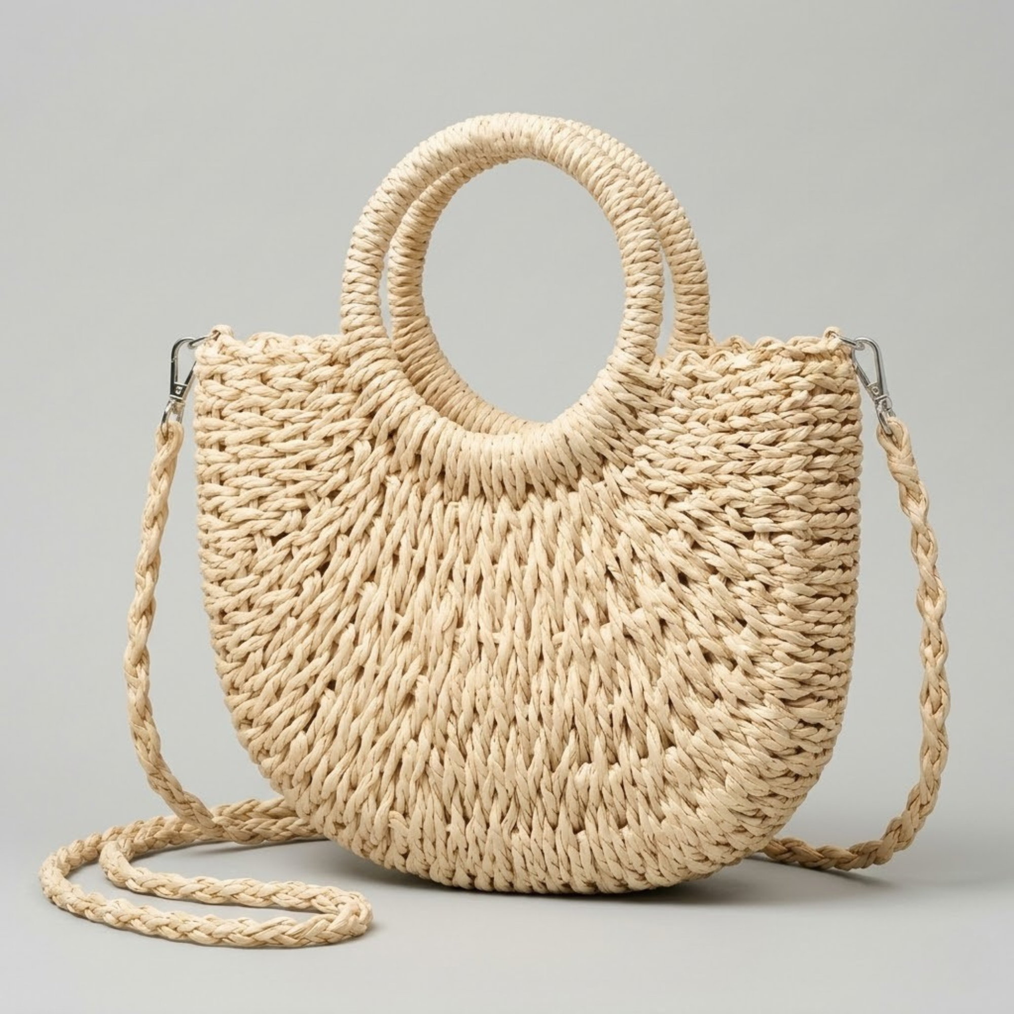 Bolso Media Luna de Rafia