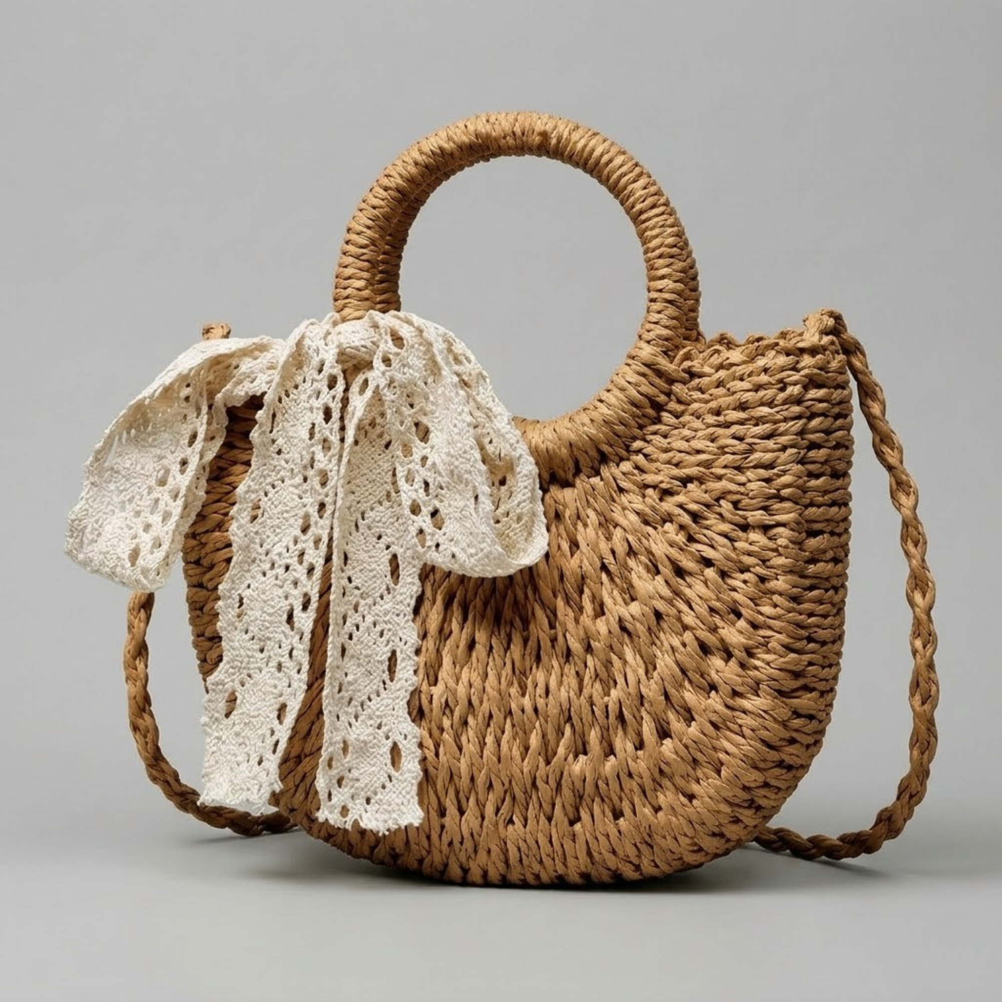 Bolso Media Luna de Rafia