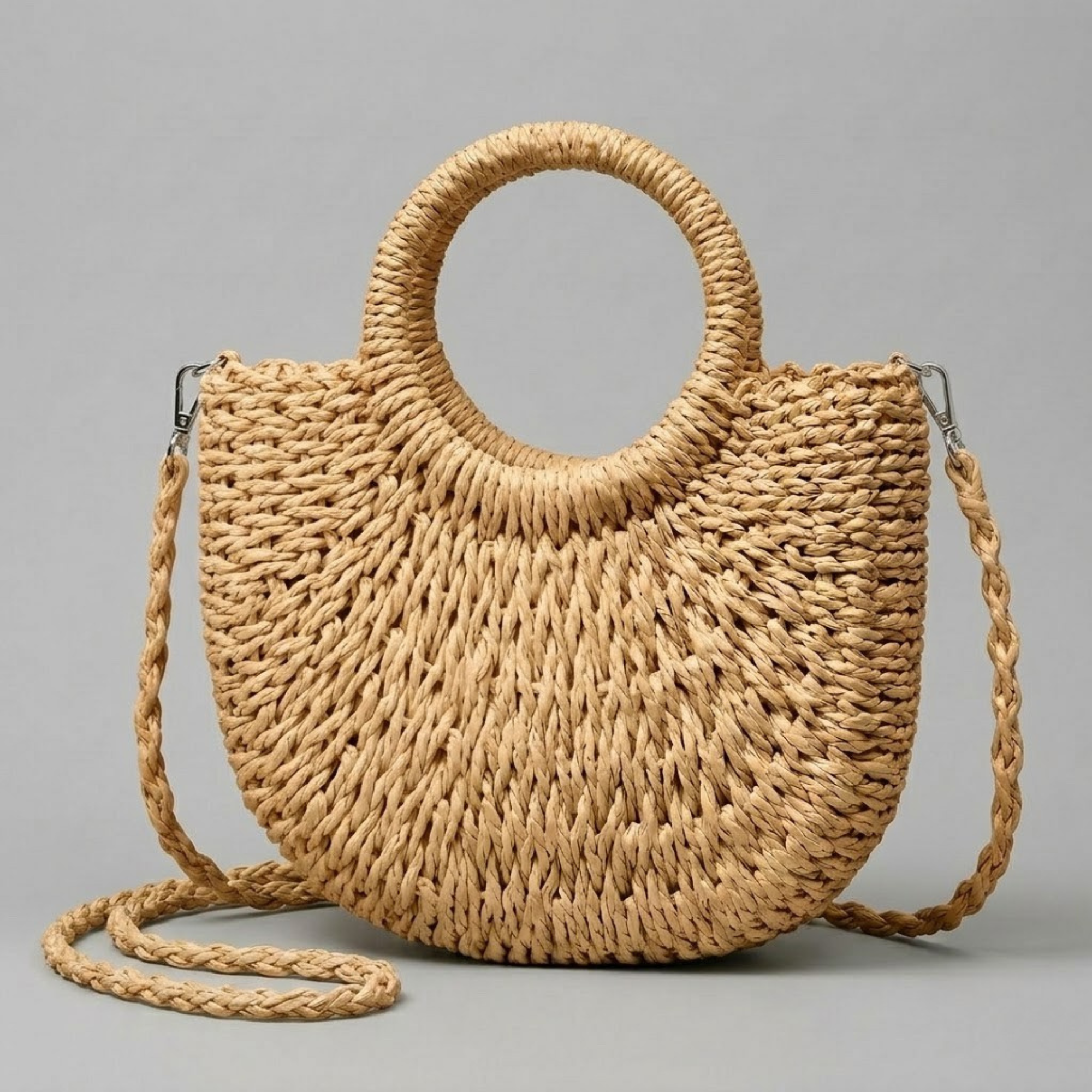 Bolso Media Luna de Rafia
