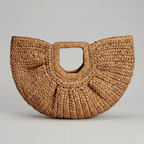 Bolso de Playa Capazo de Rafia Semicircular con Asa