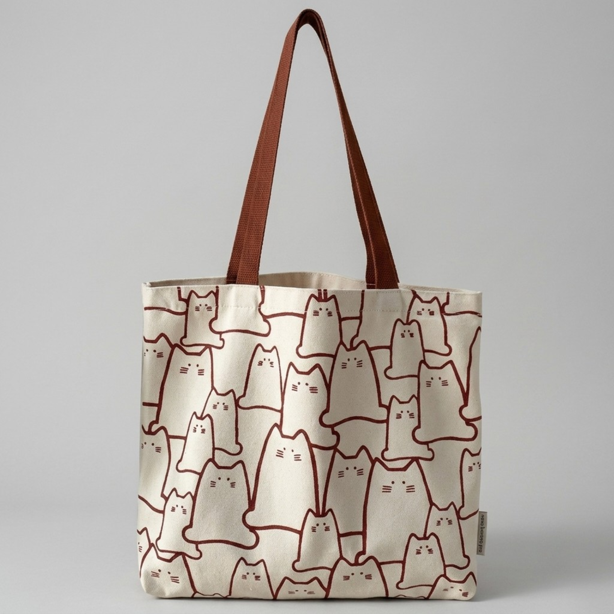 Bolso Tote de Lona Estampado de Gato Japonés