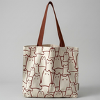 Bolso Tote de Lona Estampado de Gato Japonés
