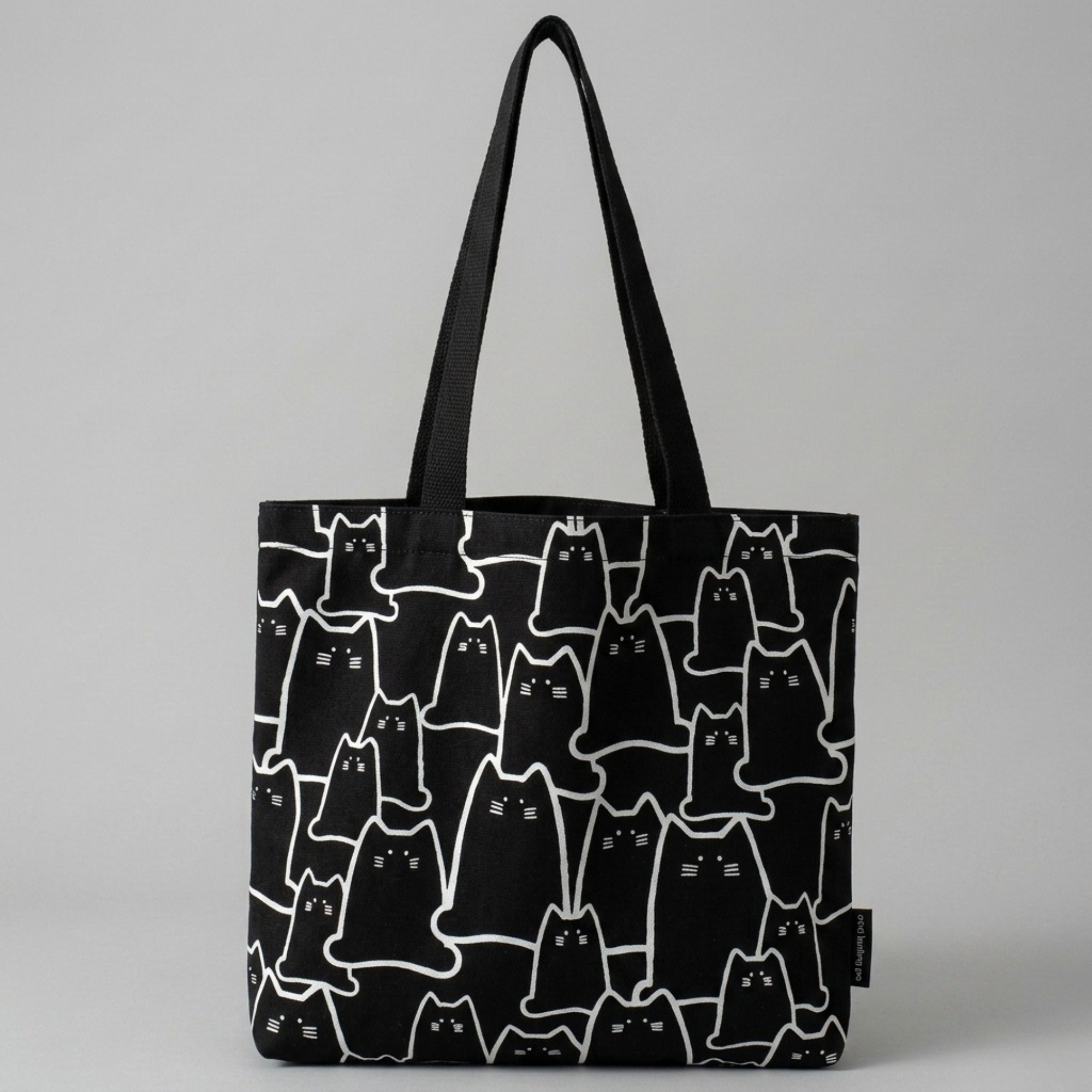 Bolso Tote de Lona Estampado de Gato Japonés
