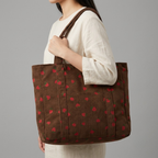 Bolso de Pana Estampado de Fresas Gran Capacidad