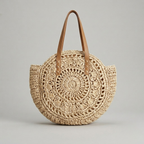 Bolso de Playa Capazo Redondo de Rafia Trenzada Circular Grande