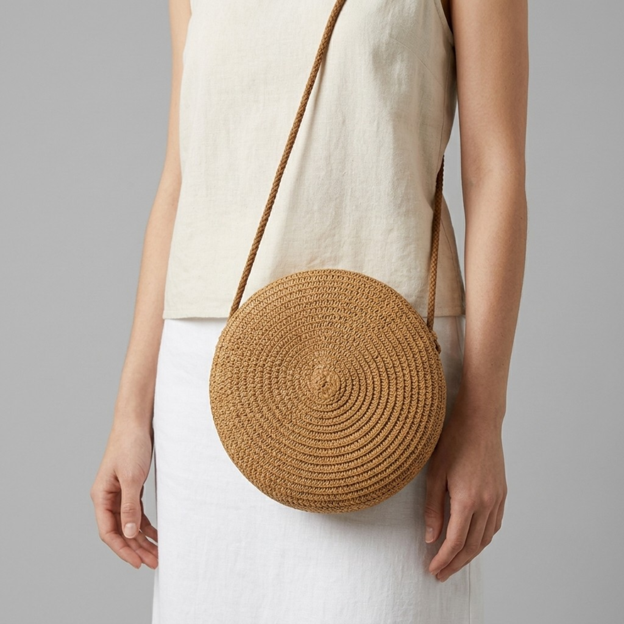 Bolso de Paja Redondo de Playa Bohemio
