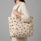 Bolso de Pana Estampado de Fresas Gran Capacidad
