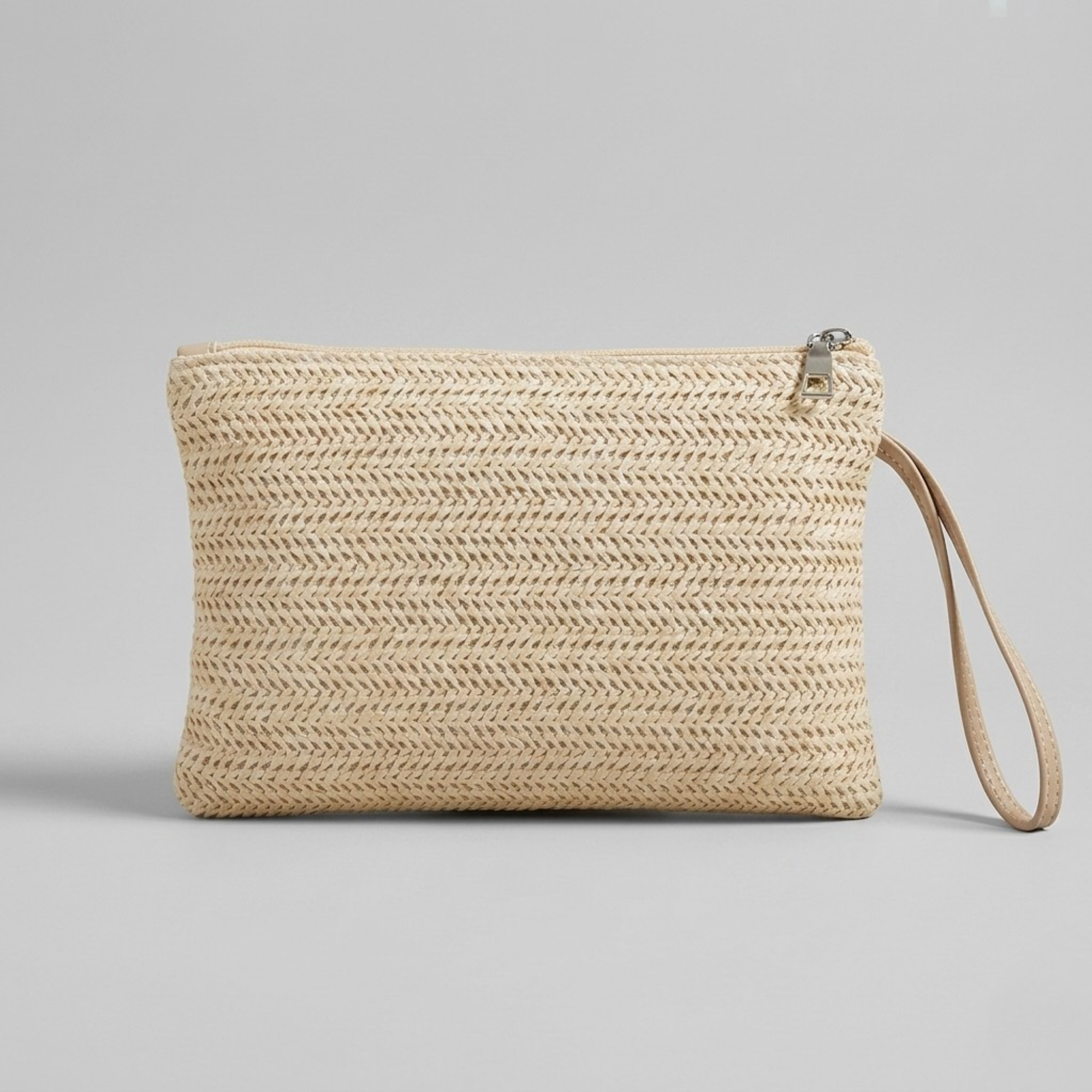 Bolso de Rafia Trenzada de Mano Bohemio con Cremallera para Playa Verano y Uso Diario
