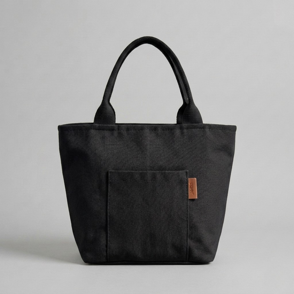 Bolso Tote de Lona Mujer Pequeño con Bolsillo Exterior y Asa