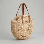 Bolso de Playa Capazo Redondo de Rafia Trenzada Circular Grande