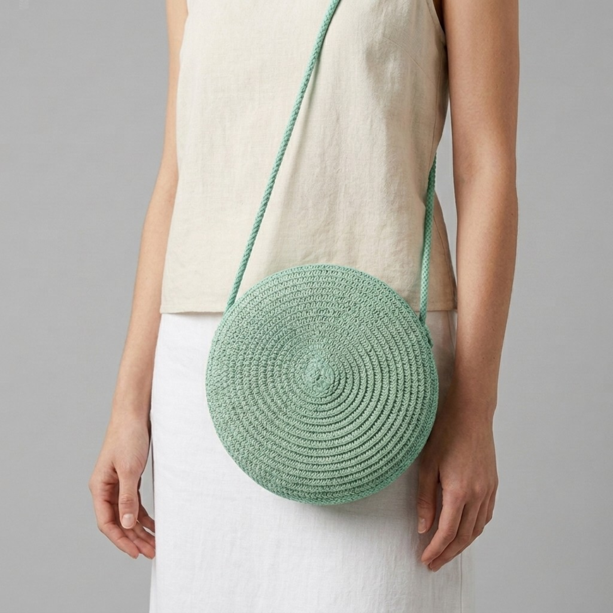 Bolso de Paja Redondo de Playa Bohemio