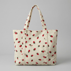 Bolso de Pana Estampado de Fresas Gran Capacidad