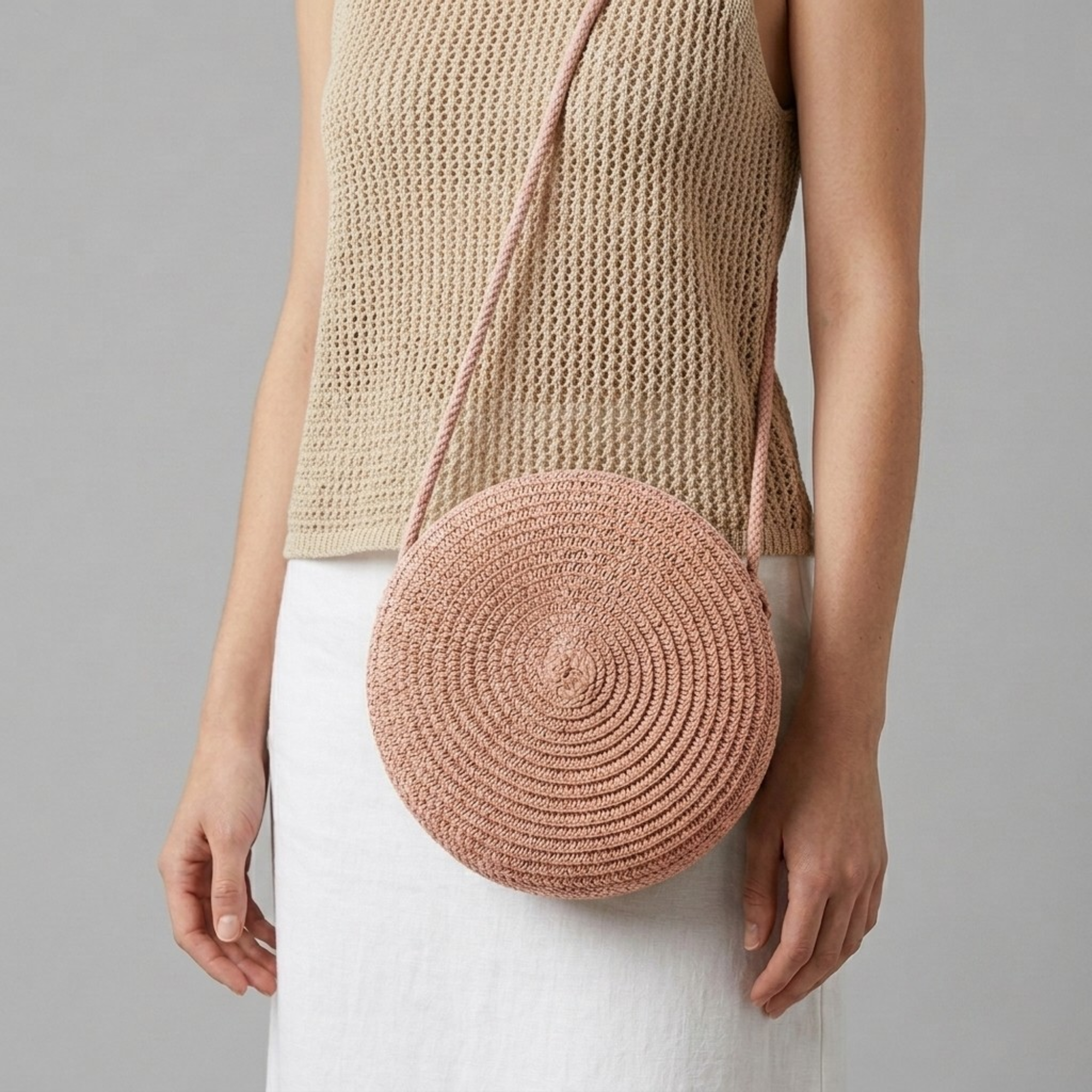 Bolso de Paja Redondo de Playa Bohemio