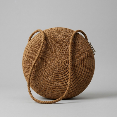 Bolso de Paja Redondo de Playa Bohemio