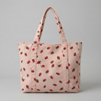 Bolso de Pana Estampado de Fresas Gran Capacidad