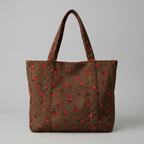 Bolso de Pana Estampado de Fresas Gran Capacidad