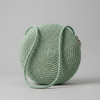 Bolso de Playa Redondo de Paja Bohemio Hecho a Mano