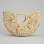 Bolso de Playa Capazo de Rafia Semicircular con Asa