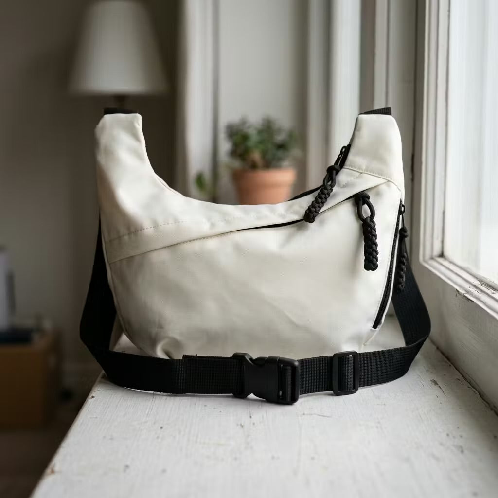 Bolso Mini de Nylon con Bandolera Media Luna para Gym y Diario
