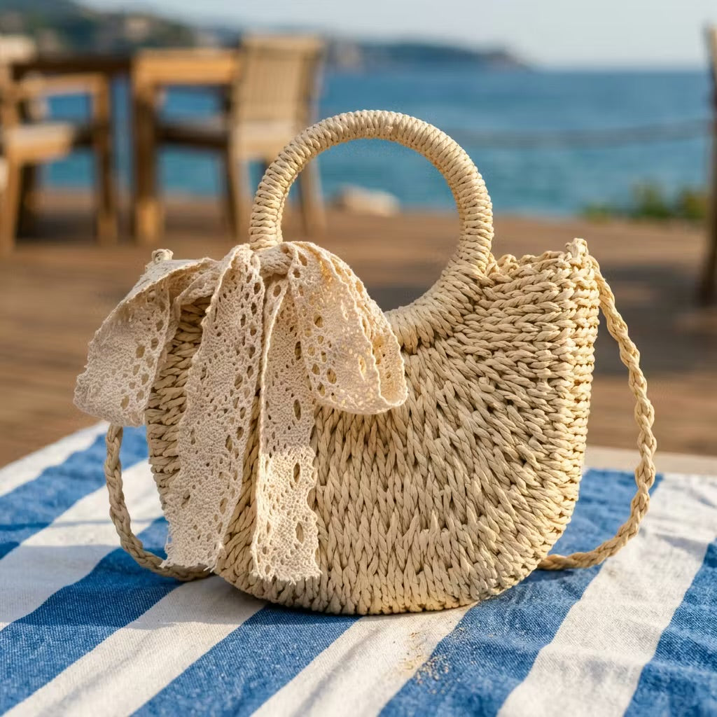 Bolso Media Luna de Rafia