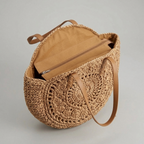 Bolso de Playa Capazo Redondo de Rafia Trenzada Circular Grande