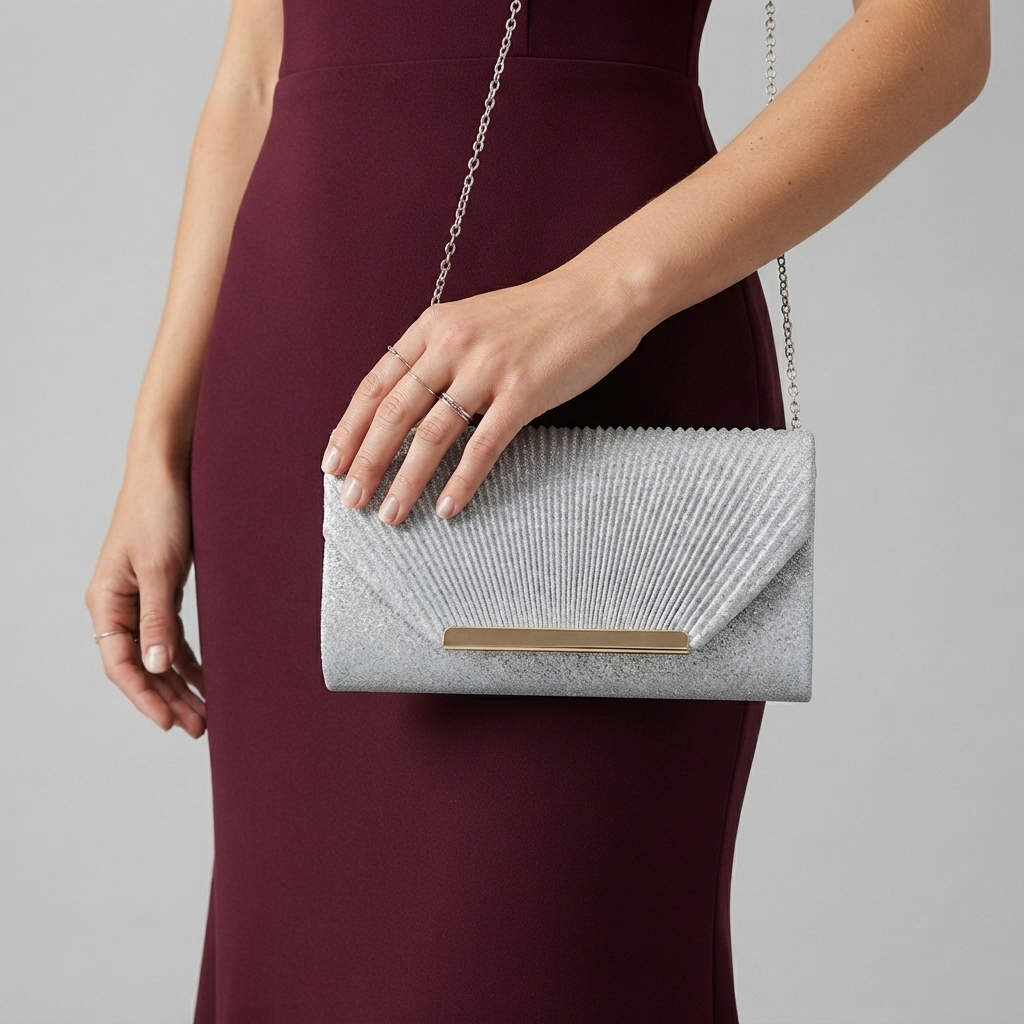 Bolso de Fiesta Clutch con Lentejuelas y Cadena para Boda y Noche