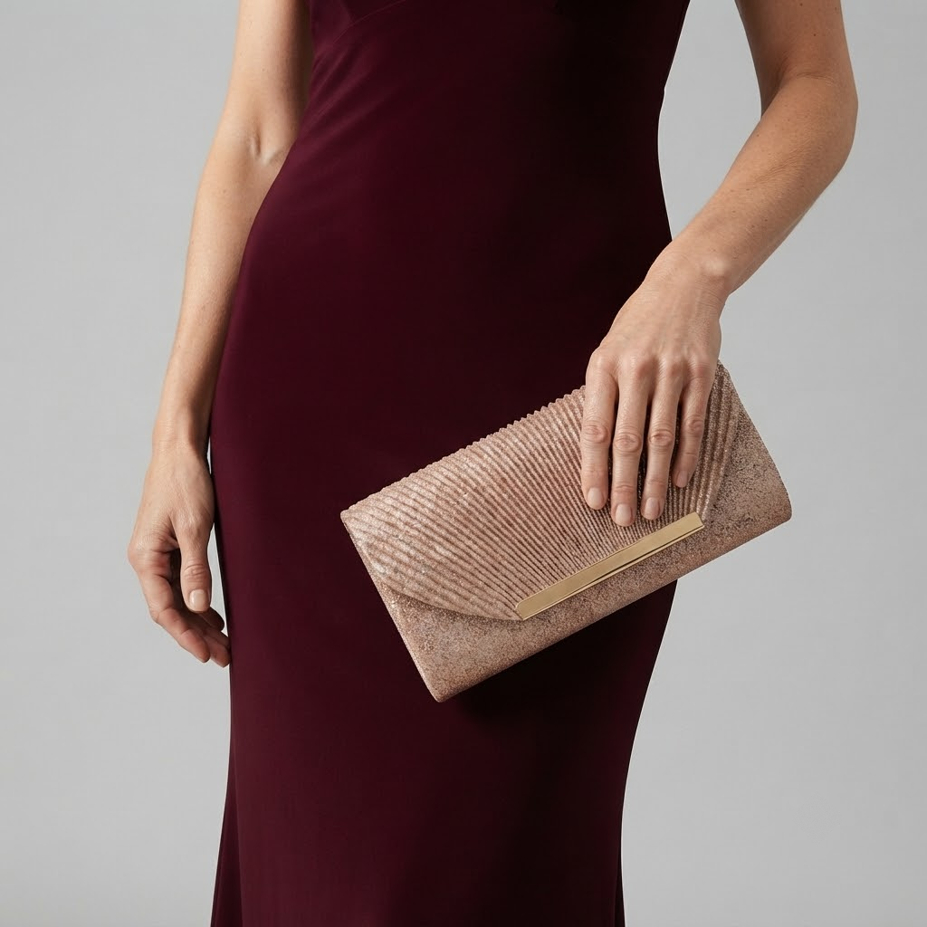 Bolso de Fiesta Clutch con Lentejuelas y Cadena para Boda y Noche