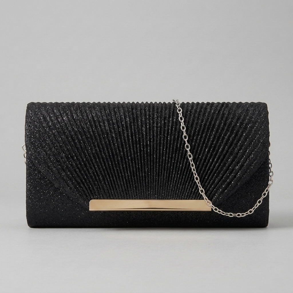 Bolso de Fiesta Clutch con Lentejuelas y Cadena para Boda y Noche