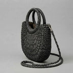 Bolso Capazo Media Luna de Rafia Bandolera Artesanal de Playa