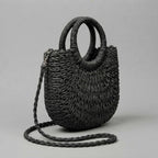 Bolso Capazo Media Luna de Rafia Bandolera Artesanal de Playa