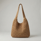 Bolso de Rafia Tejida Tipo Tote de Playa de Gran Capacidad Verano