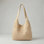 Bolso de Rafia Tejida Tipo Tote de Playa de Gran Capacidad Verano