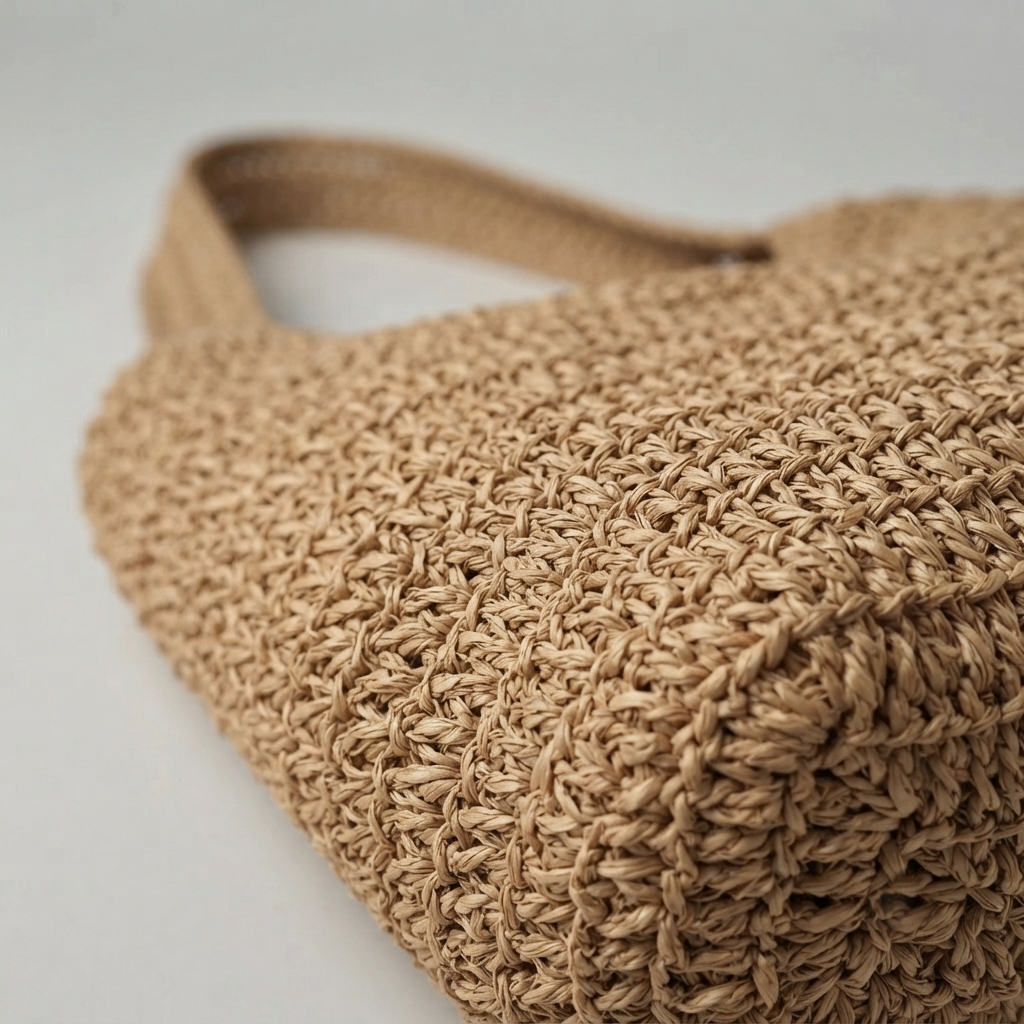Bolso de Rafia Tejida Tipo Tote de Playa de Gran Capacidad Verano