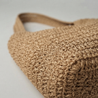 Bolso de Rafia Tejida Tipo Tote de Playa de Gran Capacidad Verano