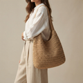 Bolso de Rafia Tejida Tipo Tote de Playa de Gran Capacidad Verano