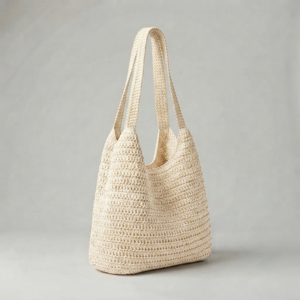 Bolso de Playa Tote de Rafia Tejida Grande de Gran Capacidad