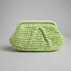 Bolso de Mano de Fiesta de Rafia Tejida con Cadena para Mujer