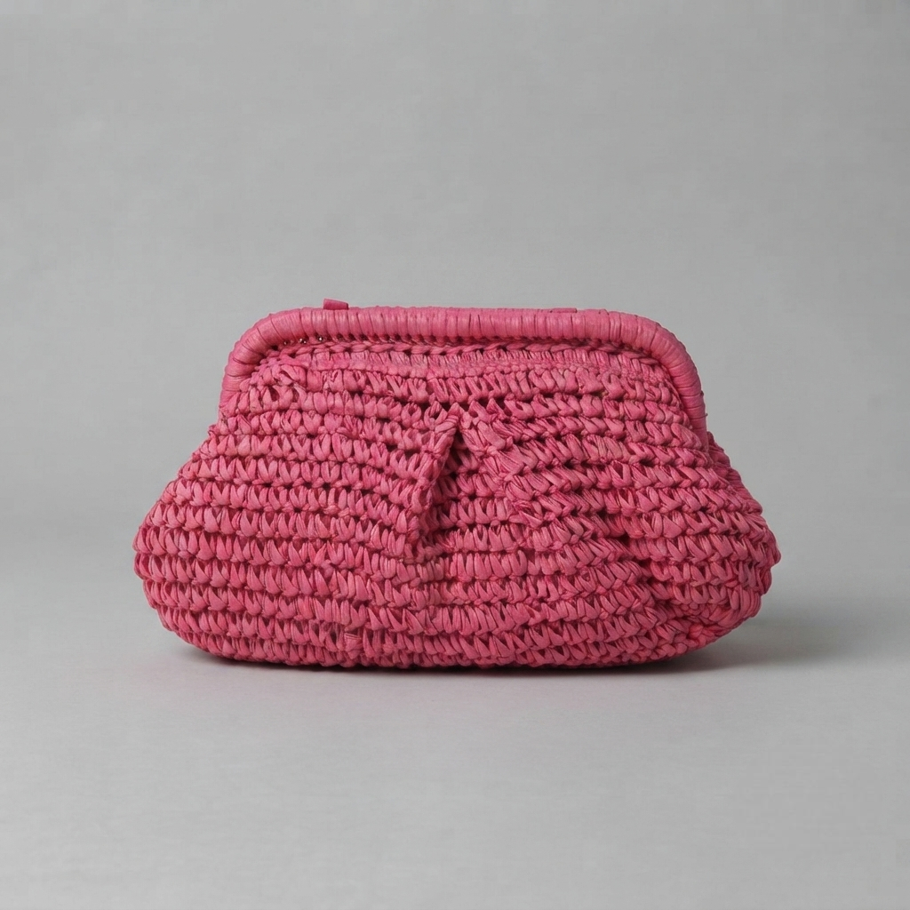 Bolso de Mano de Fiesta de Rafia Tejida con Cadena para Mujer