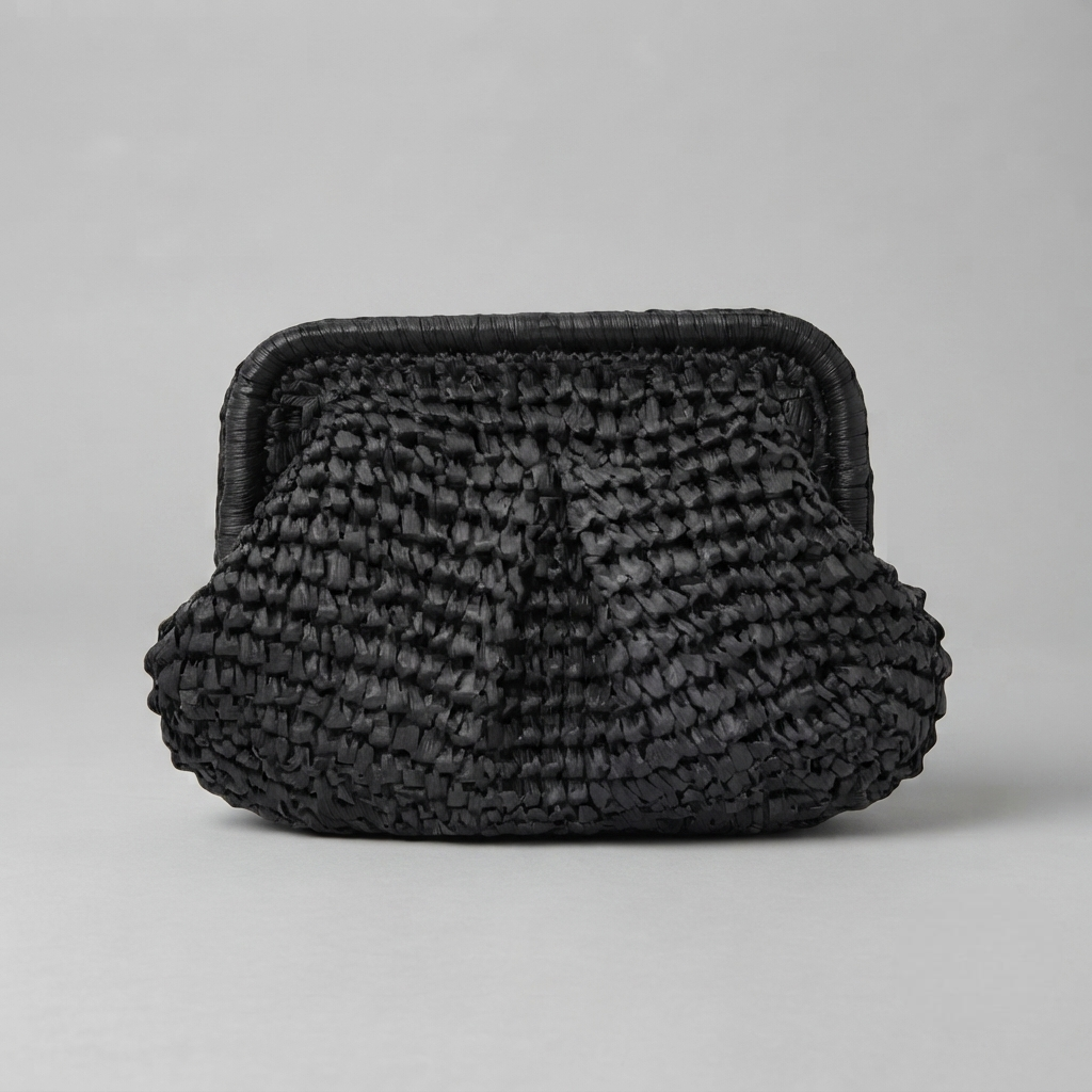 Bolso de Mano de Fiesta de Rafia Tejida con Cadena para Mujer
